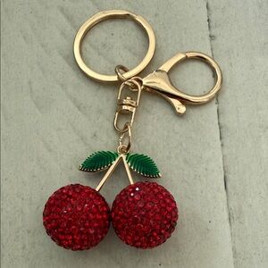 Sparkling Red Cherry Keychain